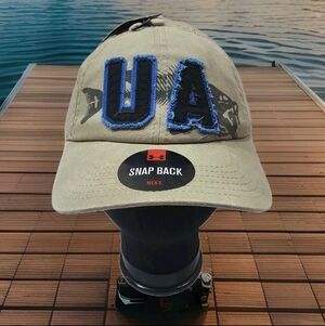 NEW! Under Armour Men's Bass Snap Back Golf Sport Hat/Cap-Beige/Blue